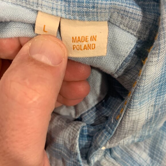 Hugo Boss Orange Men's button down casual dress shirt light blue plaid size L - Picture 4 of 10